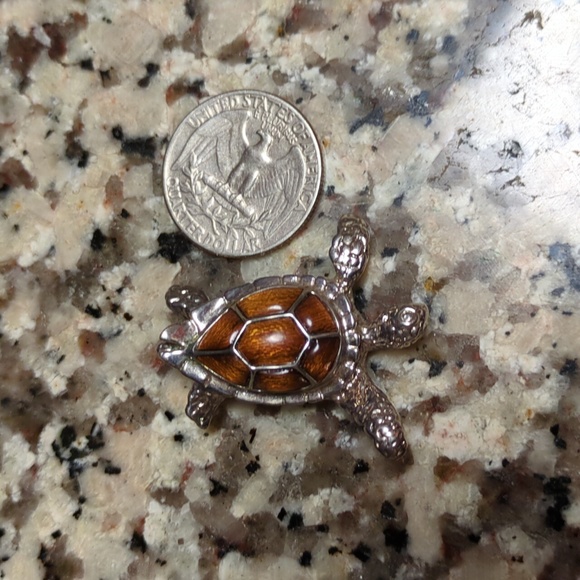 Sterling silver and Kona wood sea turtle charm with  925 silver chain. - Picture 6 of 6